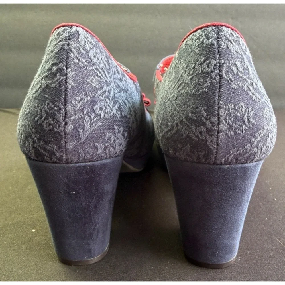 RUBY‎ SHOO Womens 9 EU 40 Frankie Navy Bordeaux Mary Jane Platform Heel Shoes